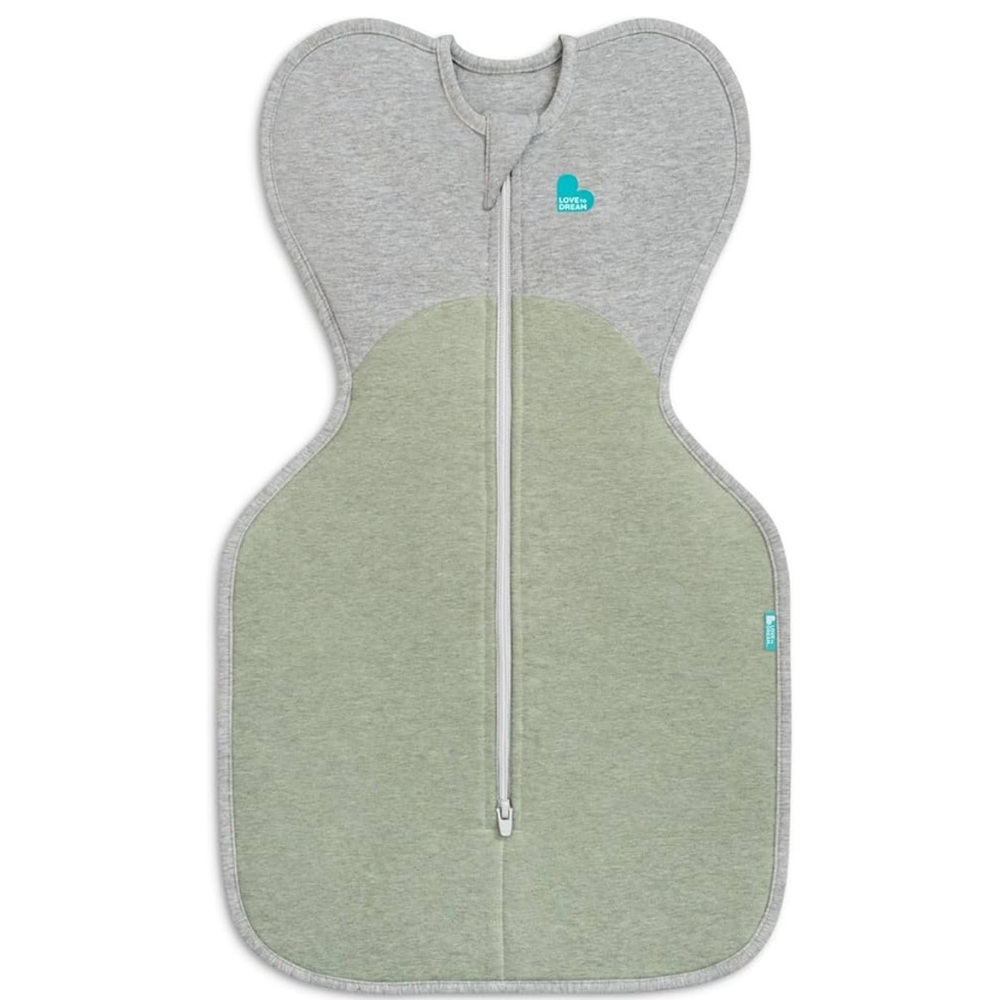 Love to Dream Gray and Light Green Baby Swaddle